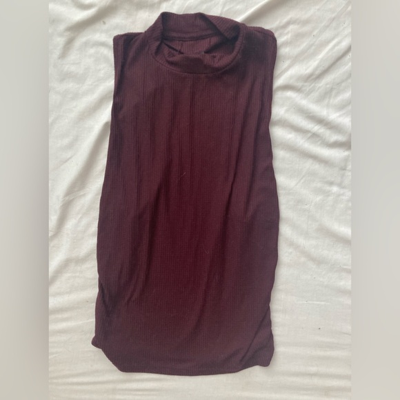 Prana Maroon High Neck Ribbed Racerback Tank Top Size Large - Picture 1 of 3